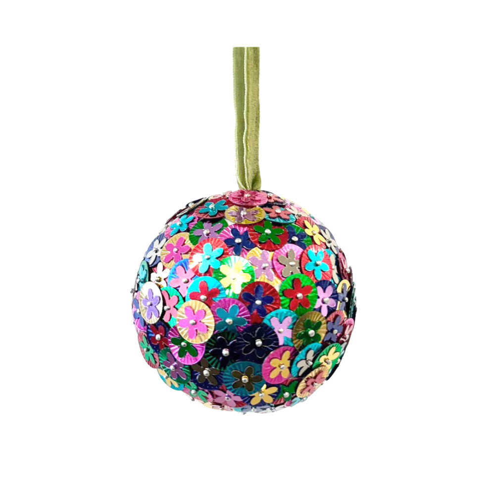Flower Sequin Bauble Ornament