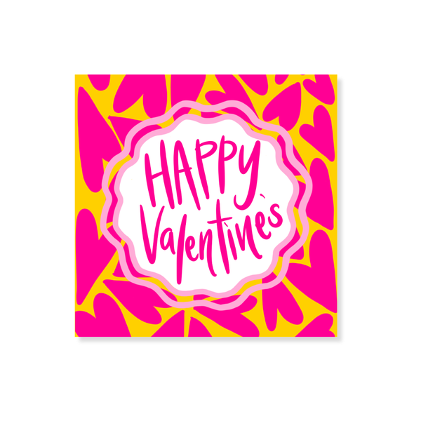 Happy Valentine's Hearts Gift Stickers in Yellow