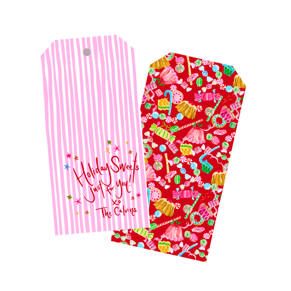 Jill Delavan For Fête Papier Holiday Sweets Hang Tags in Pink