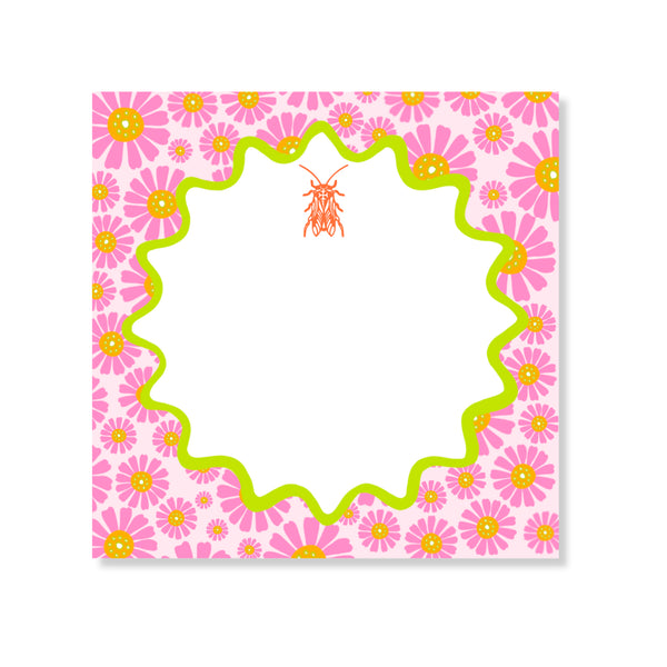 Goldbug Pink Buzzy Floral Notepad in Pink on Pink