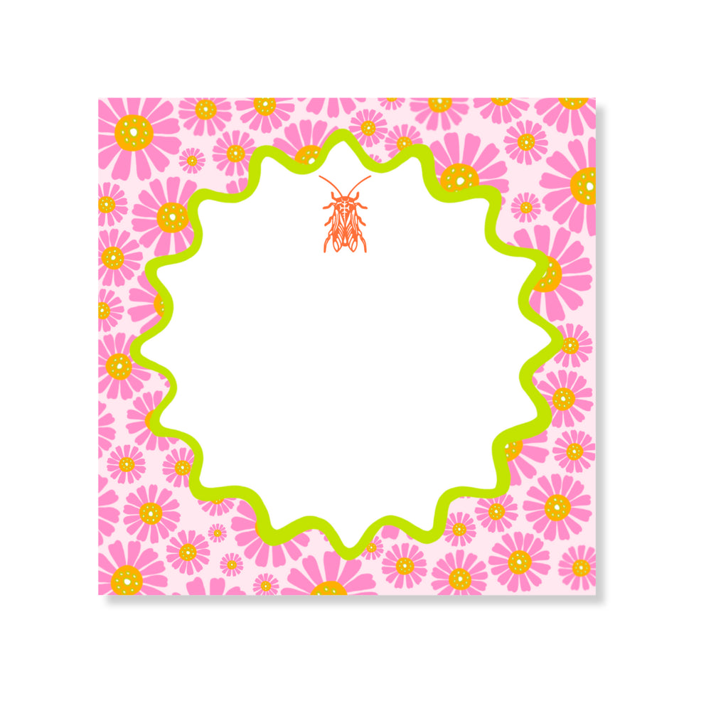 Goldbug Pink Buzzy Floral Notepad in Pink on Pink