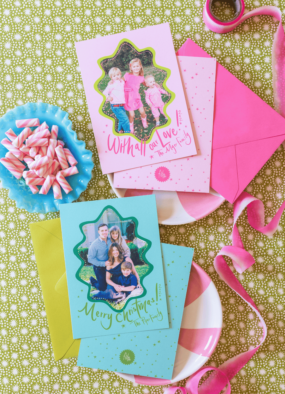 Holiday Glitz Christmas Card in Pink