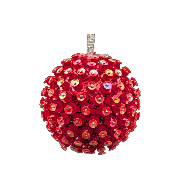 Sequin Bauble Ornament ~ Red Flower
