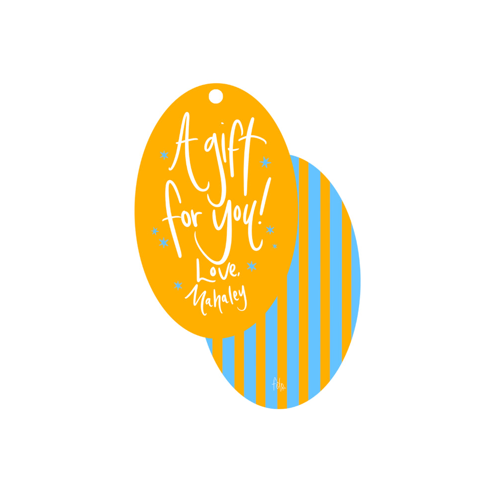 Oval Stripe Gift Tags in Mango
