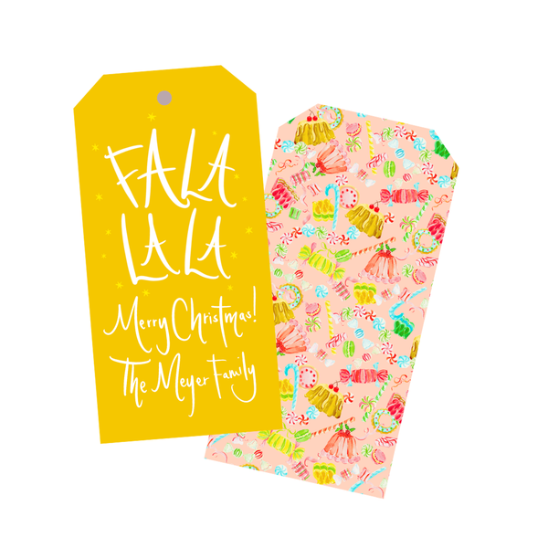 Jill Delavan For Fête Papier Fa La La Holiday Sweets Tags in Yellow