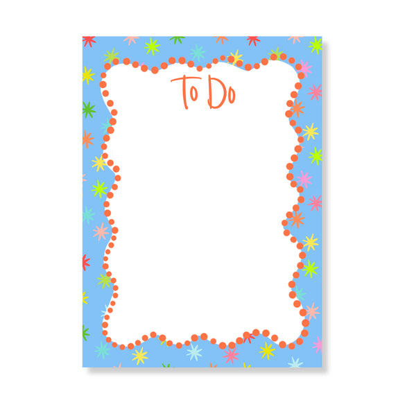Dotty Starburst Notepad in Cornflower