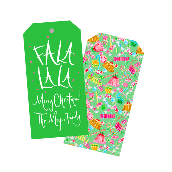 Jill Delavan For Fête Papier Fa La La Holiday Sweets Tags in Green