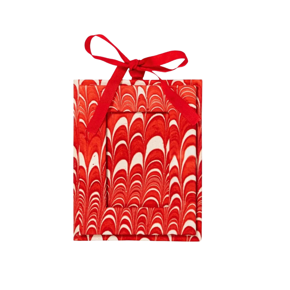 Red Marbled Photo Ornament *Ships in October*