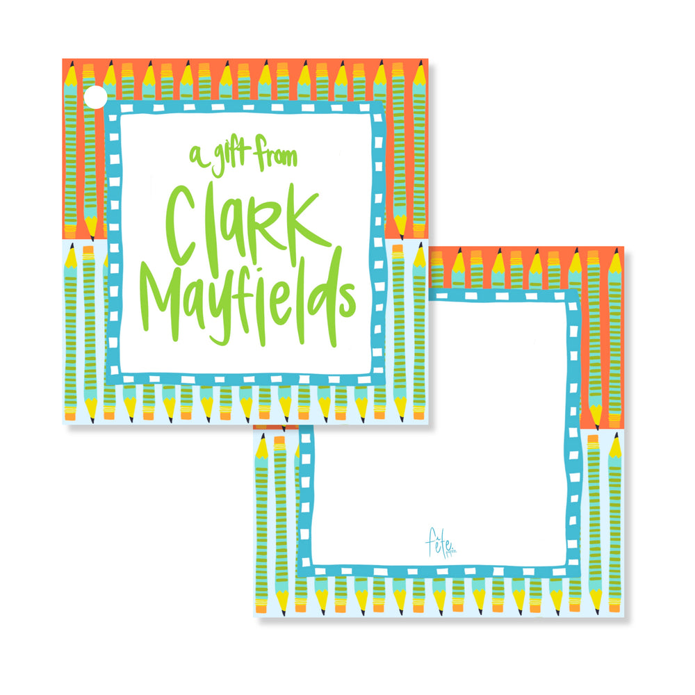 Proper Pencils Gift Tags in Sky