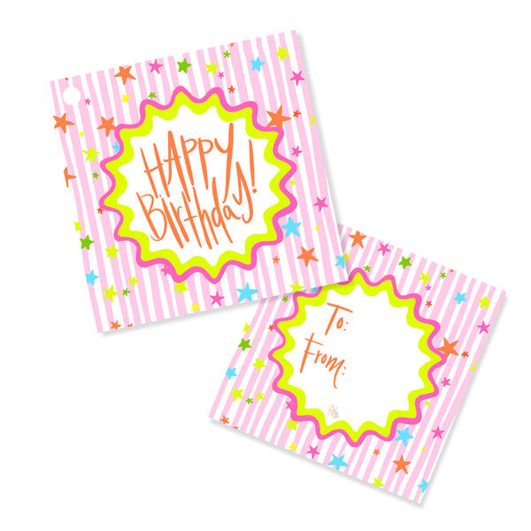 Celebratory Stars Tags in Bubblegum