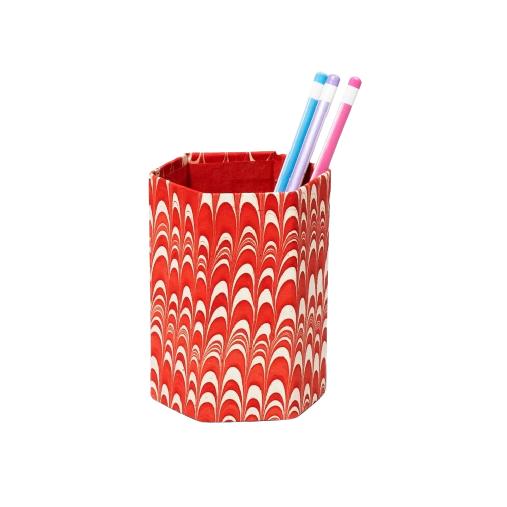 Candy Cane Marble Swirl Pencil Holder *Ships in October*