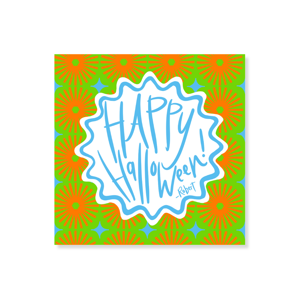 Retro Halloween Gift Stickers in Orange & Green