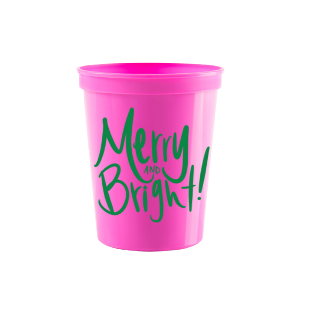 Merry & Bright Cups in Hot Pink