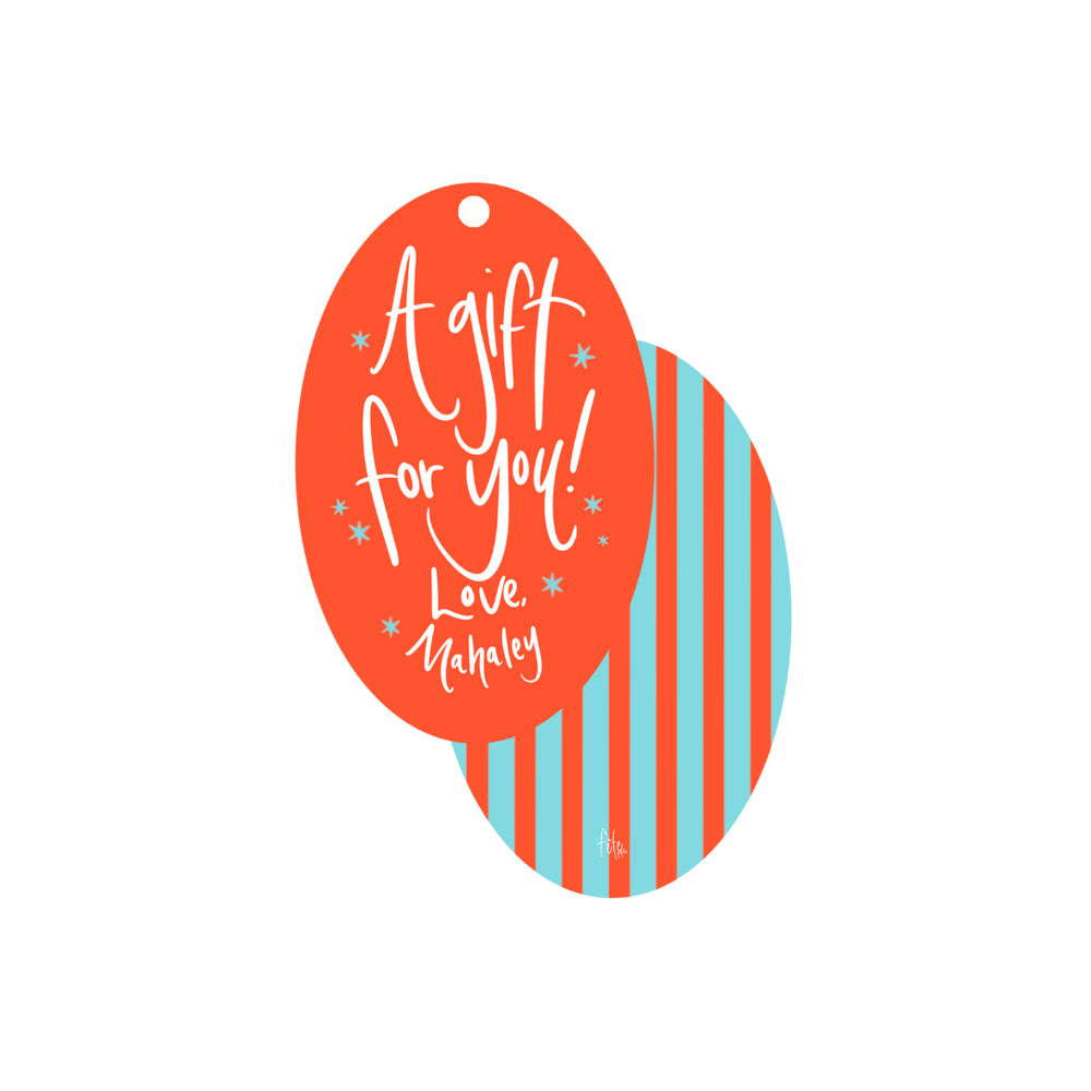 Oval Stripe Gift Tags in Strawberry