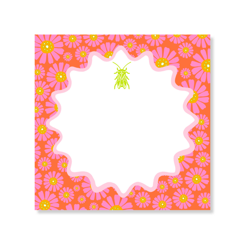 Goldbug Pink Buzzy Floral Notepad in Pink & Orange
