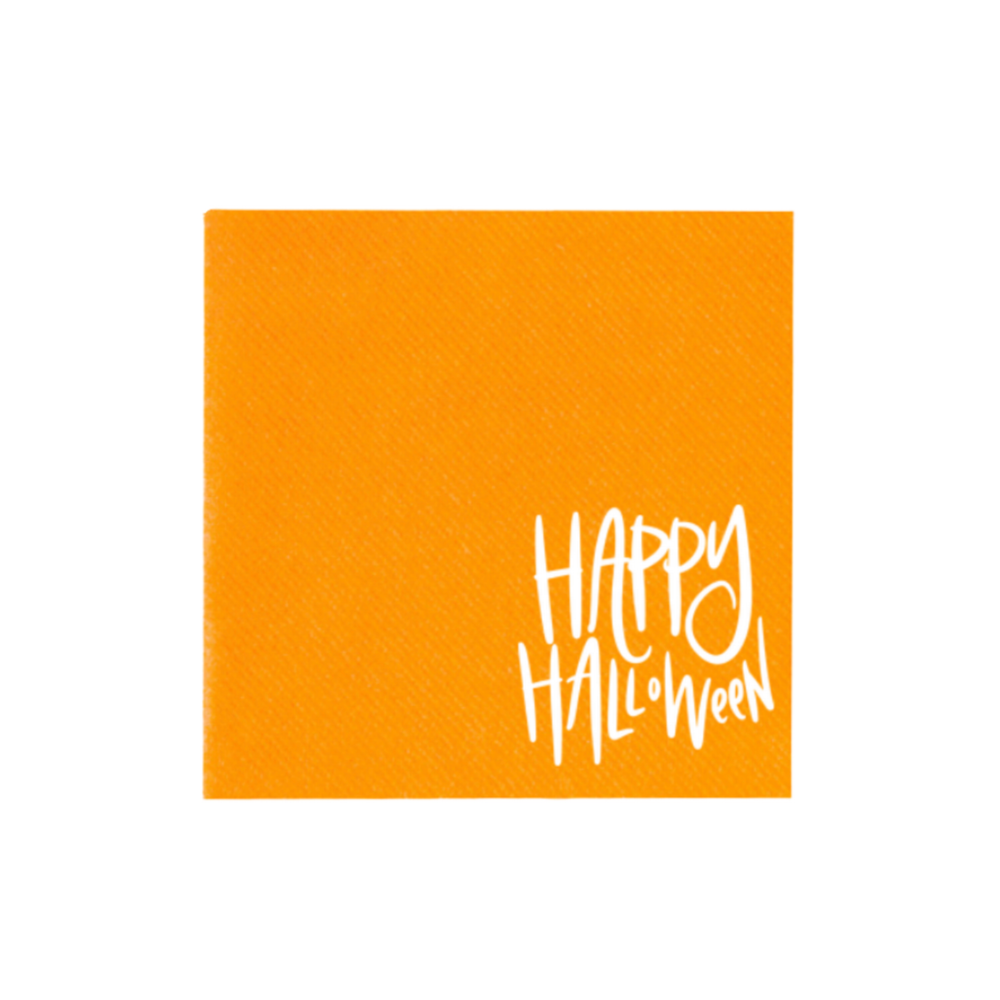 Happy Halloween Napkins in Orange with White
