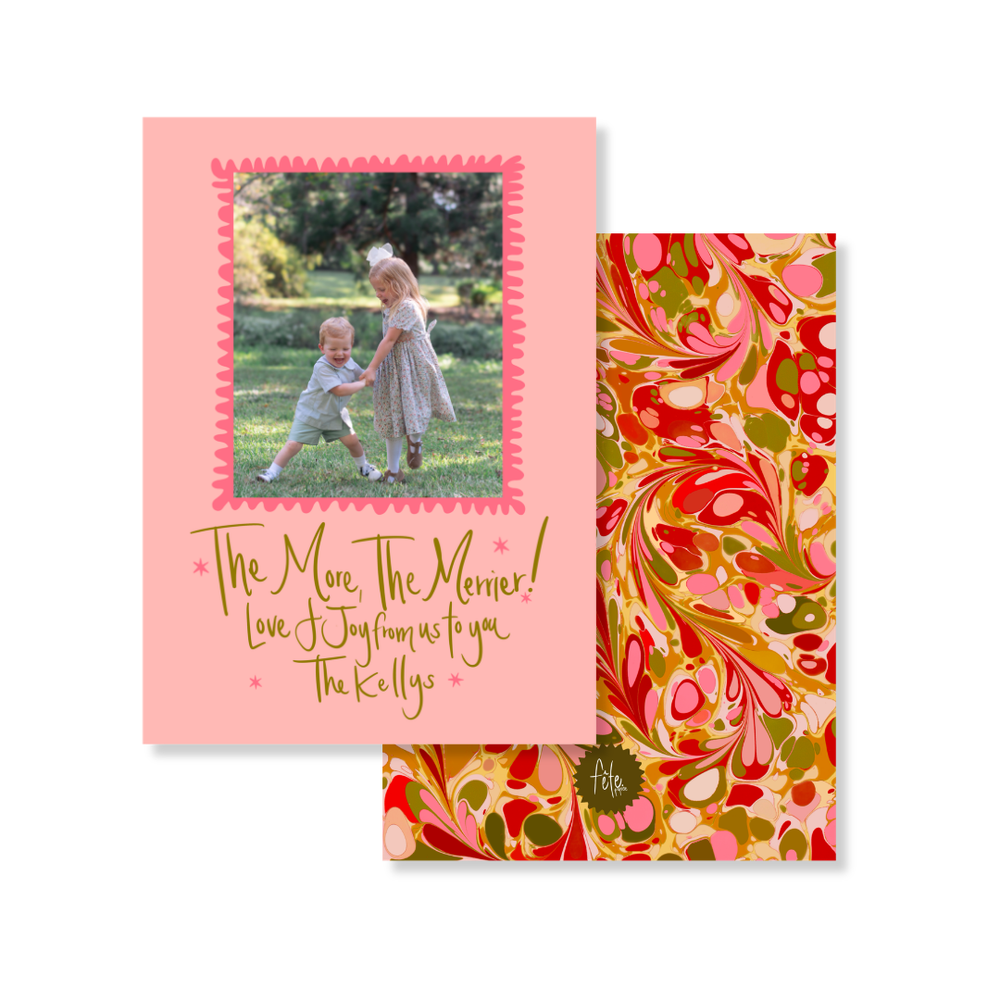 Golden Holiday Marbled Christmas Card