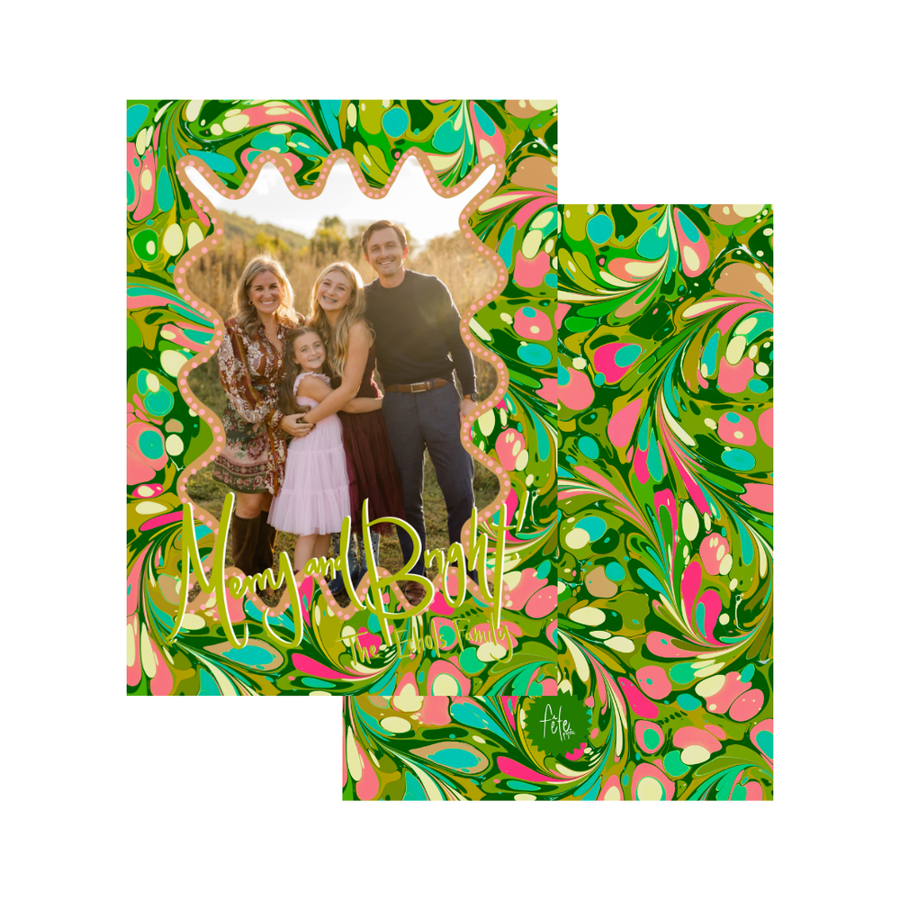 Evergreen Swirl Full Marbled Christmas Card