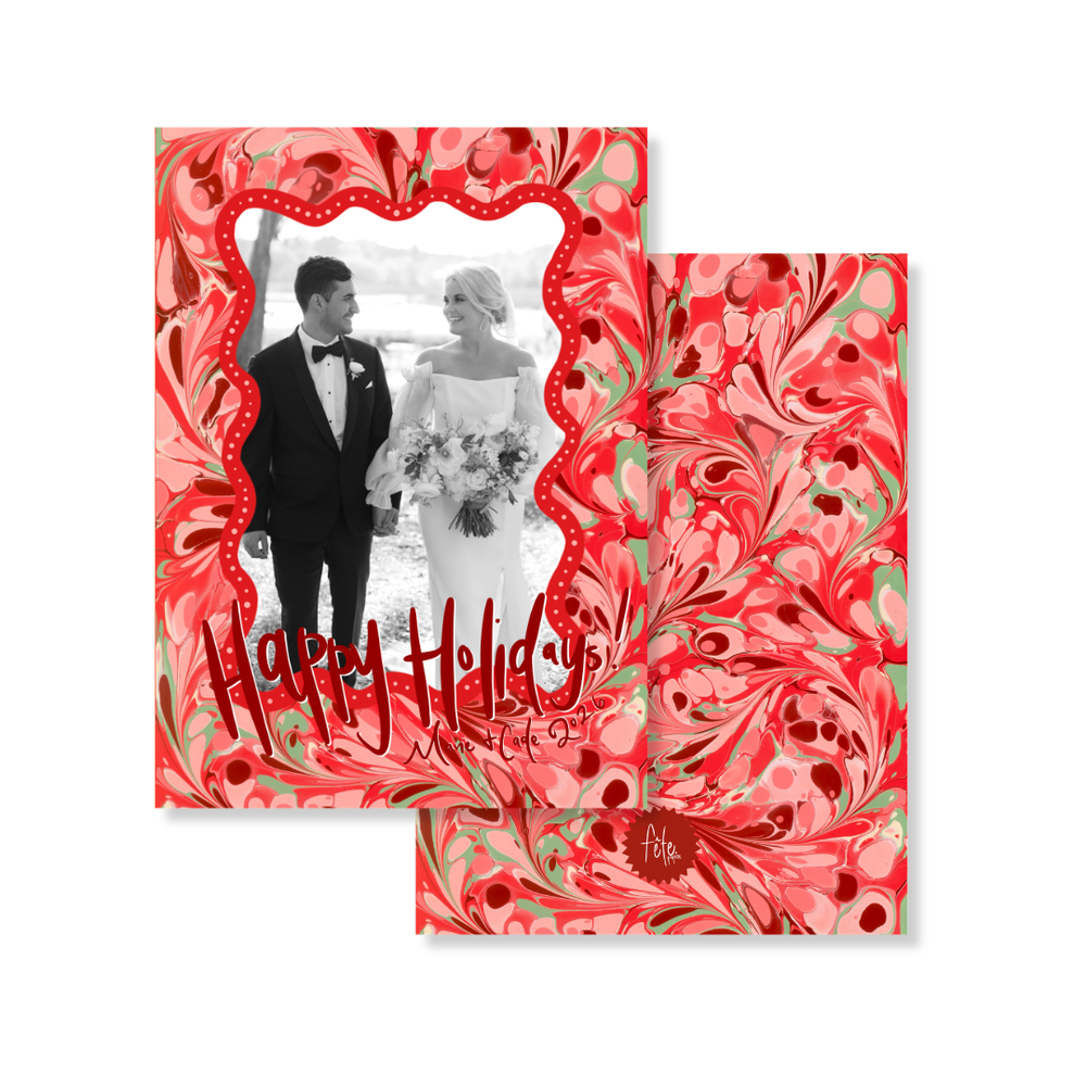 Peppermint Swirl Full Marbled Christmas Card