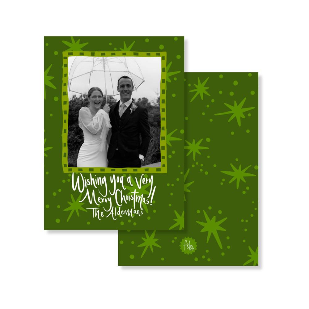 Green Shooting Stars Christmas Cards