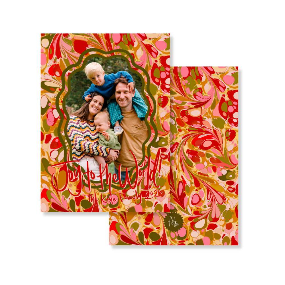 Golden Holiday Full Marbled Christmas Card