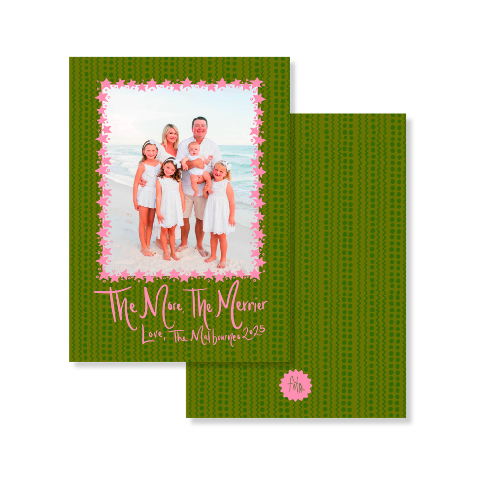 Green Ric Rac & Stars Christmas Cards