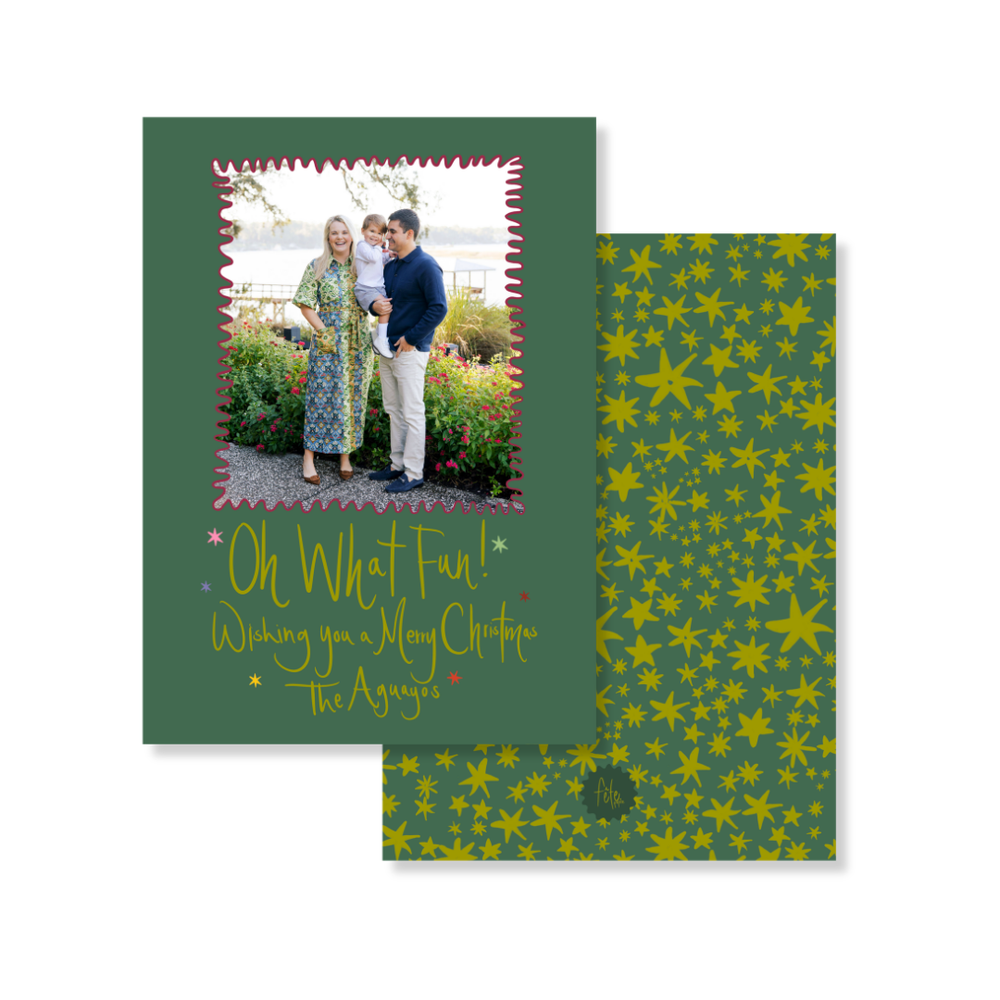 Star Floral Christmas Card in Moss