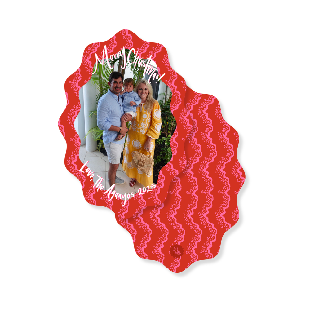 Wavy Oval Die Cut Holiday Vine Christmas Cards