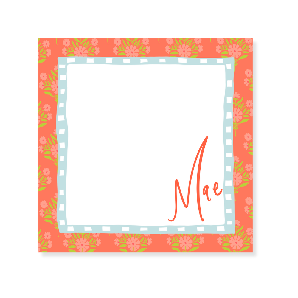 Coral Block Floral  Notepad