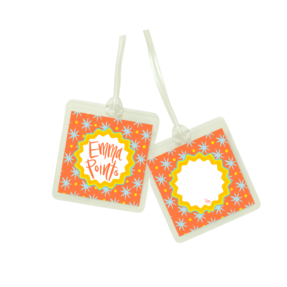 Dot Star Bag Tag in Orange & Yellow