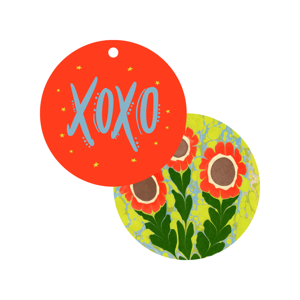 Morgan Walker x FP Ebru Floral Round Tags in Deep Tangerine