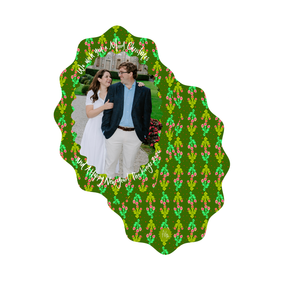 Morgan Walker x FP Wavy Oval Die Cut Christmas Cards in Green