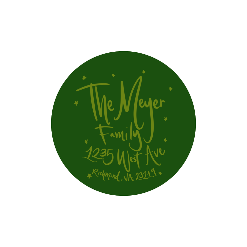 2.5" Round Return Address Stickers in Evergreen