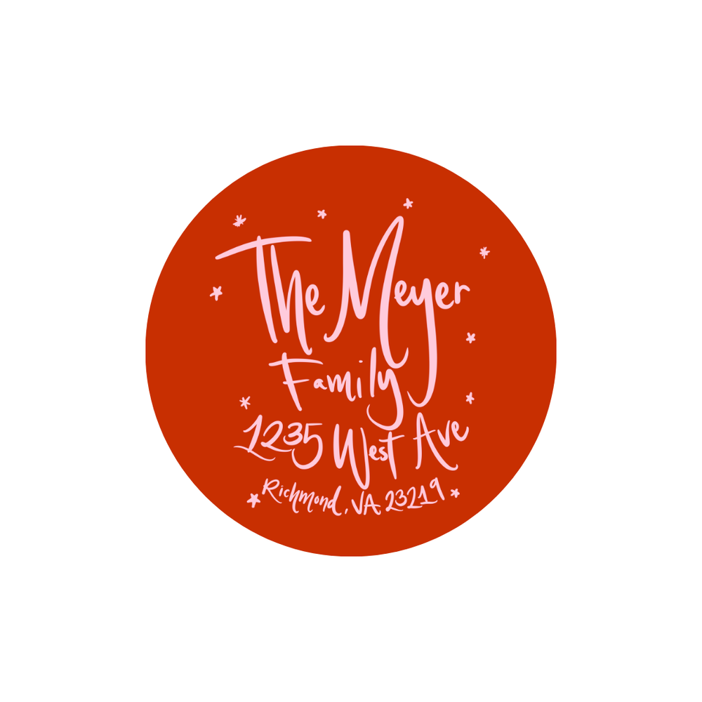 2.5" Round Return Address Stickers in Red
