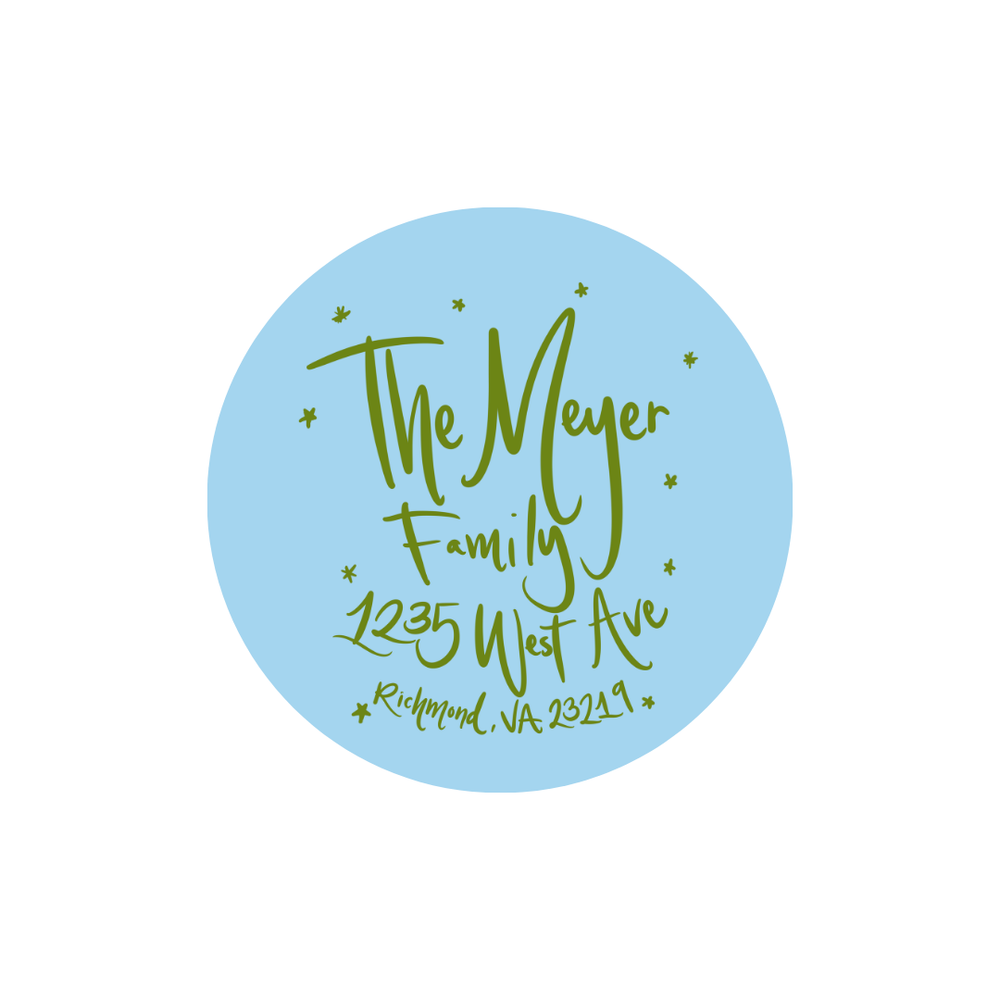 2.5" Round Return Address Stickers in Blue