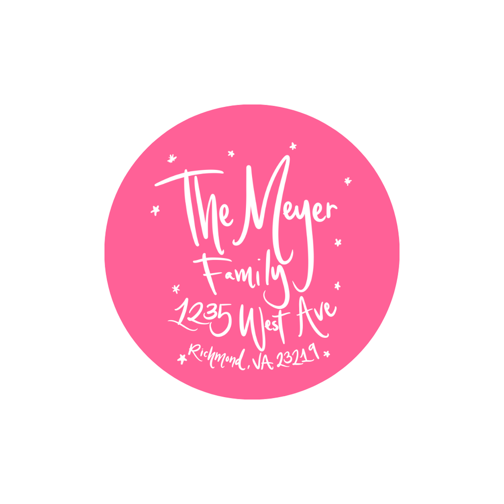 2.5" Round Return Address Stickers in Pink