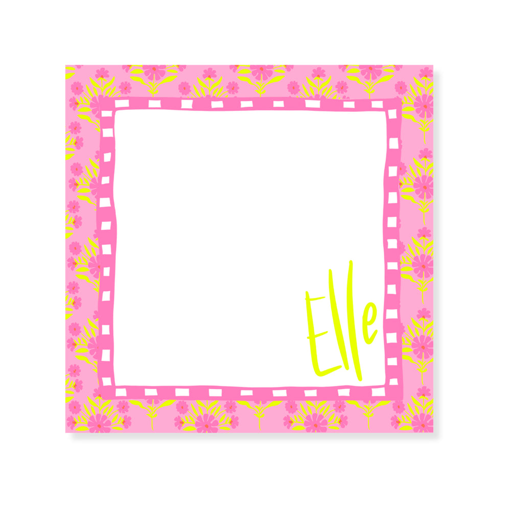 Pink Block Floral  Notepad