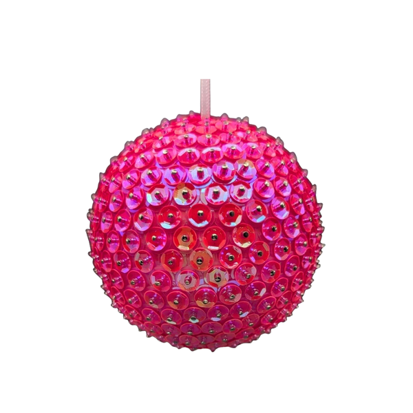 Sequin Bauble Ornament ~ Hot Magenta