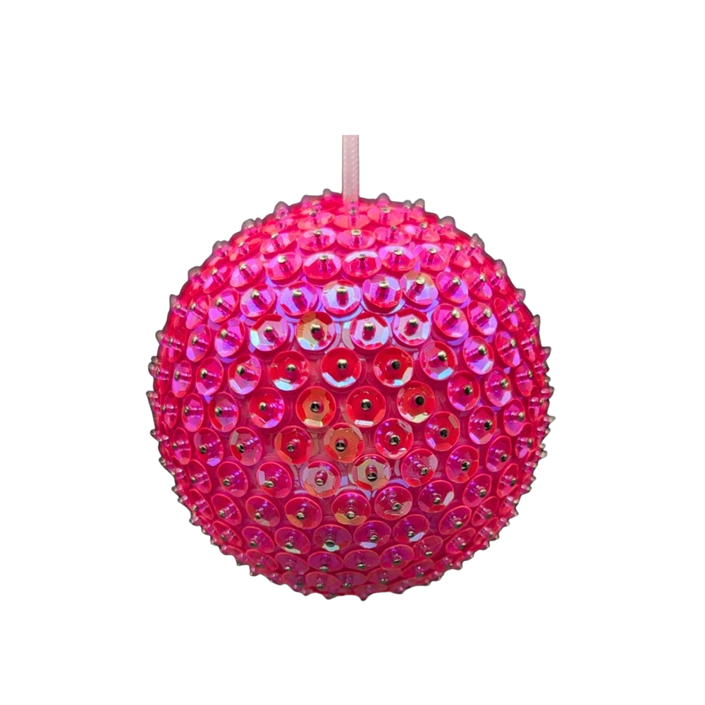 Sequin Bauble Ornament ~ Hot Magenta