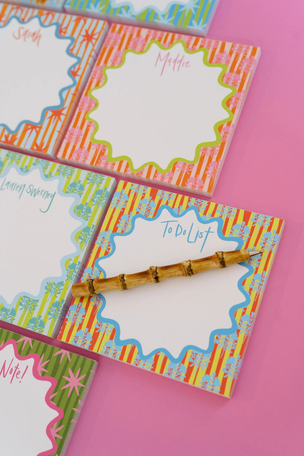 Block Print & Stripes Notepad in Cornflower