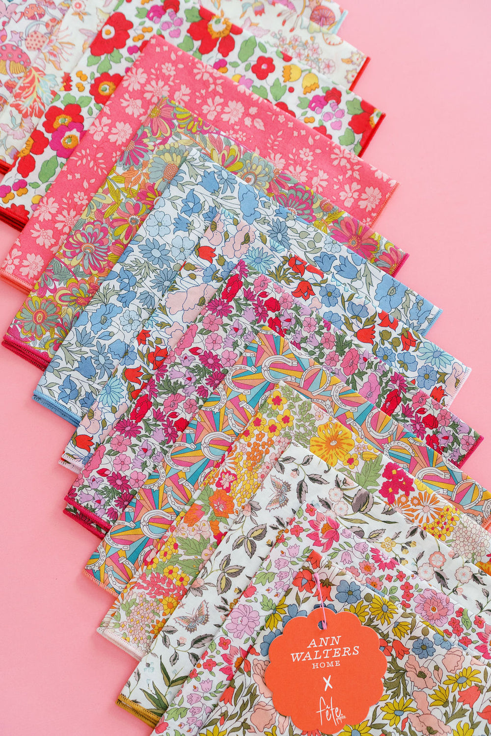 Ann Walters Home x Fête Papier Hankies in Poppies & Daisies Pinks