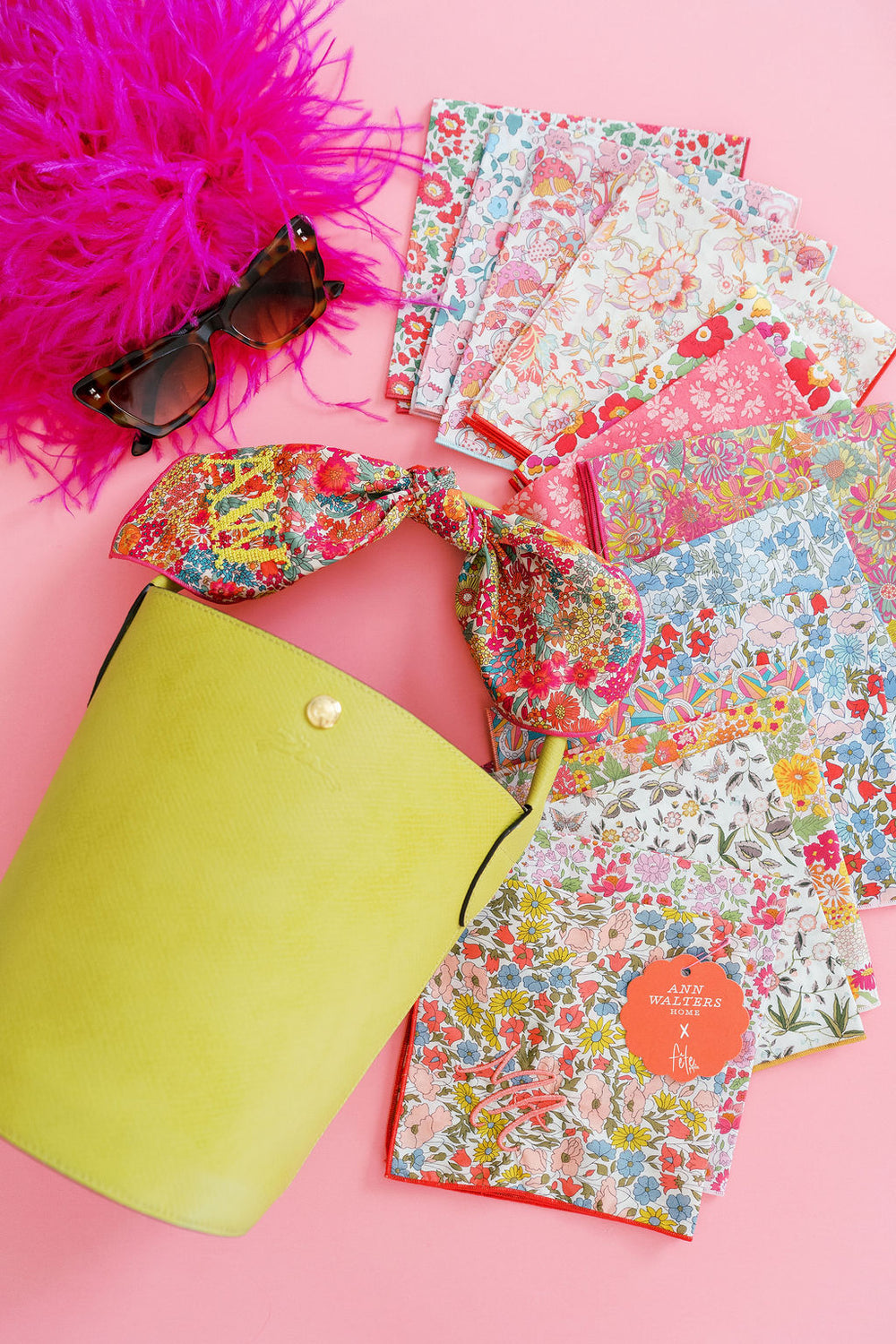 Ann Walters Home x Fête Papier Hankies in Bright Floral Field