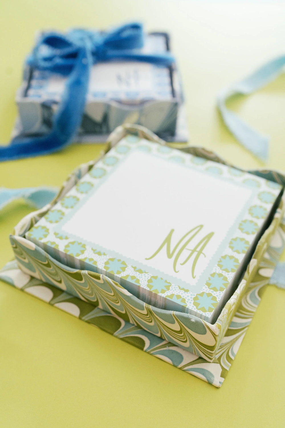 Marbled Tray + 200 Page Notepad in Greens