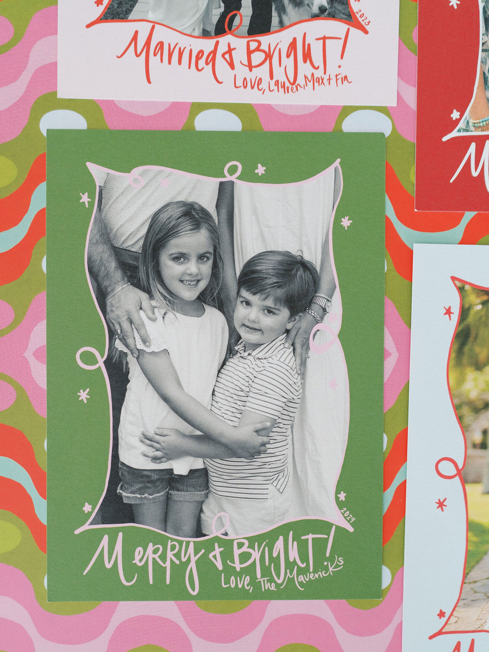 OG Green Border Star Christmas Cards