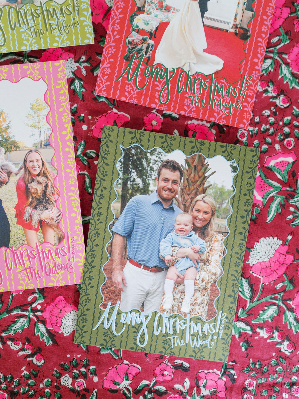 OG Green Floral Vine Christmas Cards