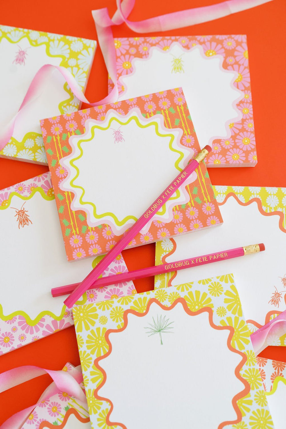 Goldbug Buzzin' Garden Florals Notepad in Orange
