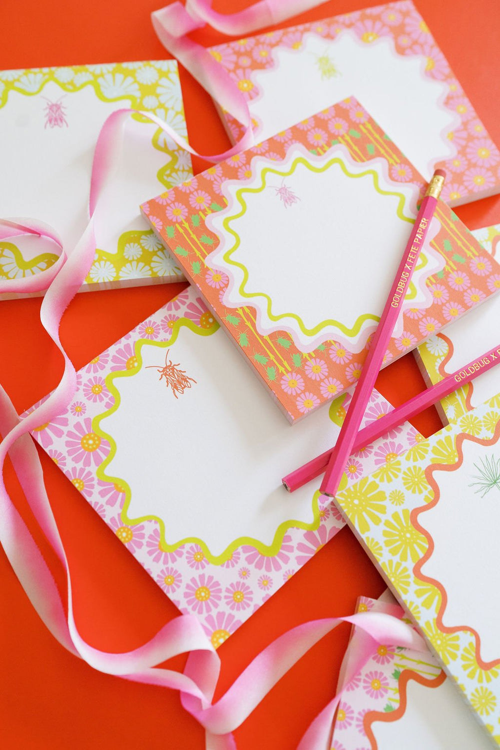 Goldbug Buzzin' Garden Florals Notepad in Orange
