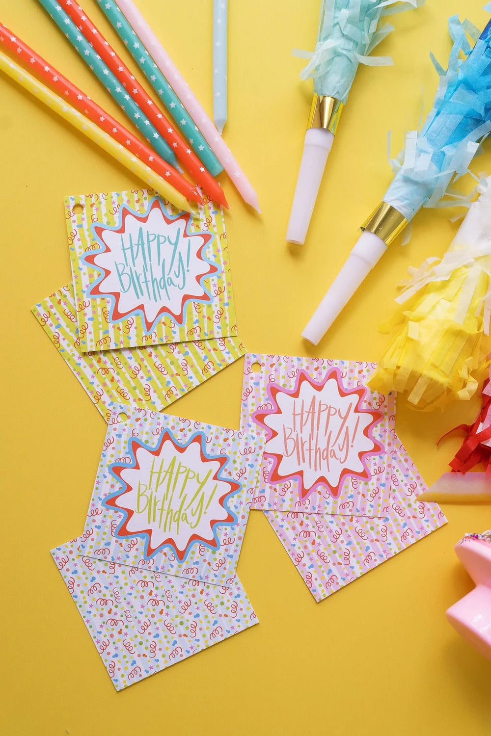 Happy Birthday Gift Stickers in Rose