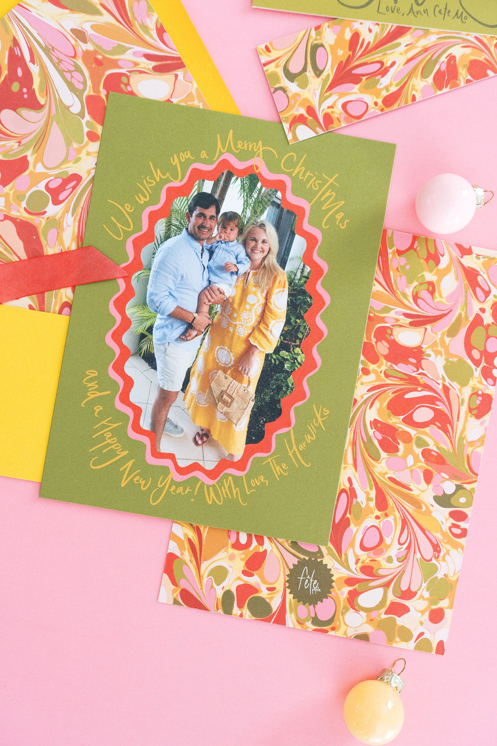 Golden Holiday Marbled Christmas Card in Frazier