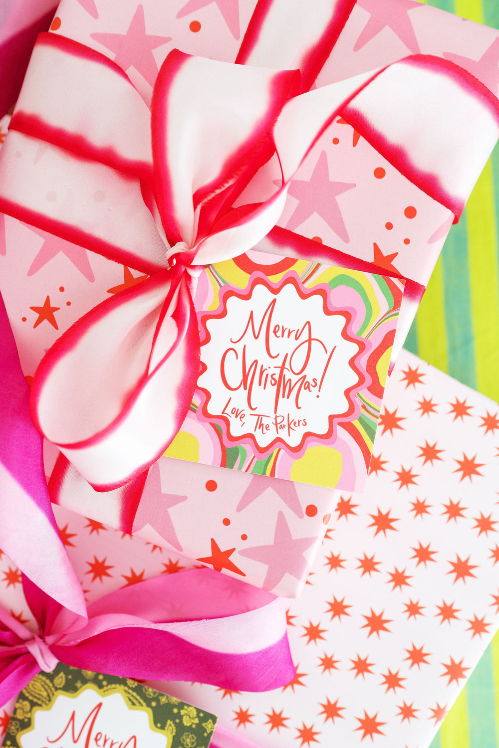 Retro Swirl Holiday Gift Stickers